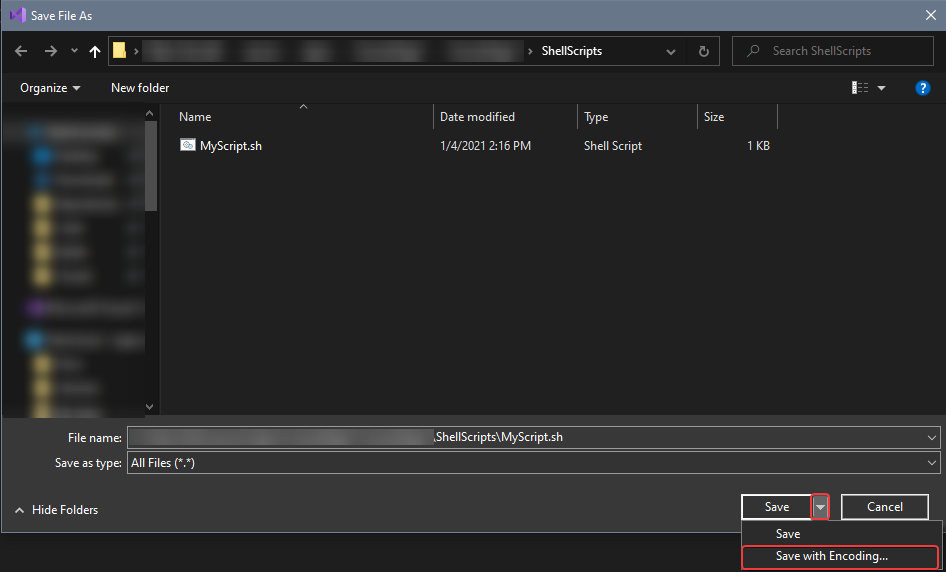 Saving files with different encoding in Visual Studio 2019 - // ITNiels |  Tech-Blog //